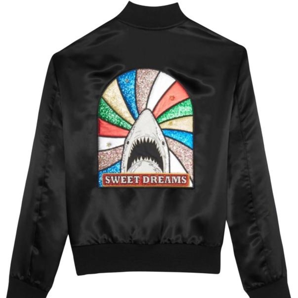 MEN’S SAINT LAURENT “SWEET DREAMS” TEDDY JACKET in BLACK SATIN - SIZE 48